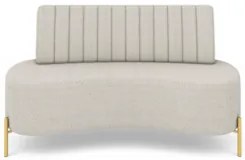 Sofá 2 Lugares 160cm Pés Aço Dourado Tamar Boucle Areia Z08 - Mpozenat