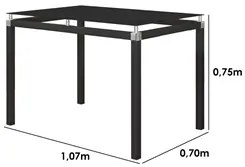 Jogo de Mesa Malva 107cm e 4 Cadeiras 118 Preto - Artefamol