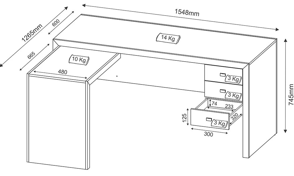 Mesa para Escritório Home Office ME4106 MDP Nogal G69 - Gran Belo