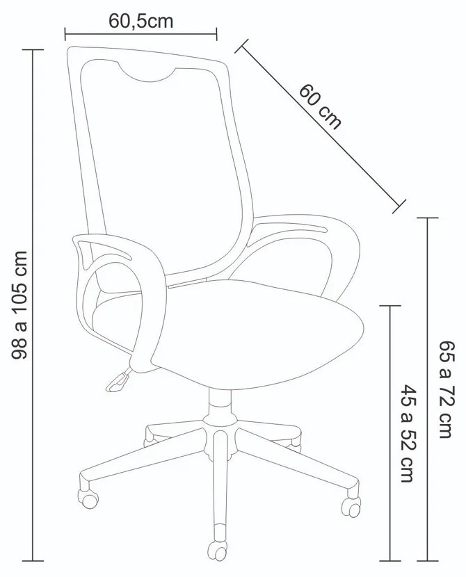 Cadeira de Escritório Office Kevin Giratória com Ajuste de Altura e Tela Mesh Preto G56 - Gran Belo
