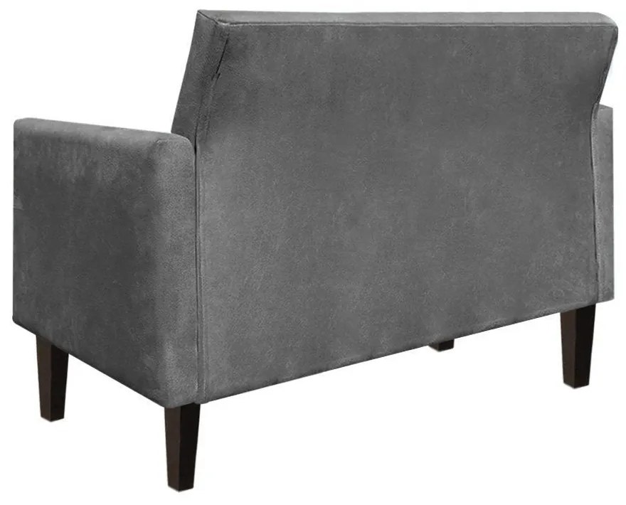 Namoradeira Jade 02 Lugares Suede Grafite Pés Chanfrado Tabaco - D'Rossi