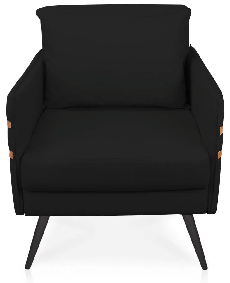 Kit 02 Poltronas Mari Suede Pés Palito de Ferro Marrom D03 - D'Rossi - Preto