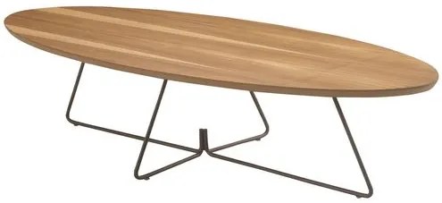 Mesa Centro Ovale Tampo Teka com Base Grafite 1,20 MT (LARG) - 49448 Sun House