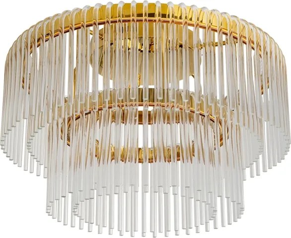 Plafon Led De Sobrepor Aço Inox Dourado 100w 3000k Cascata
