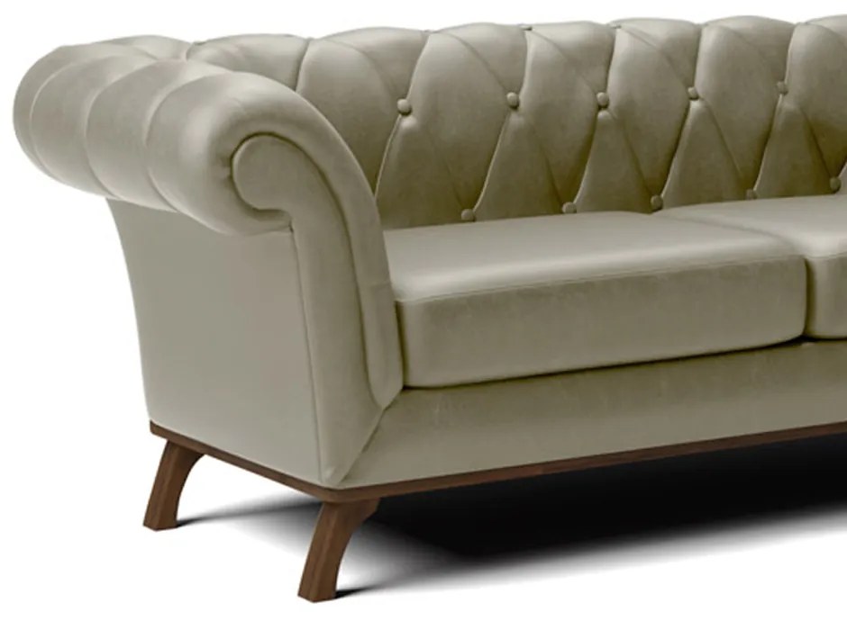 Sofá 3 Lugares Viena D07 230cm Base de Madeira Corano Bege - D'Rossi