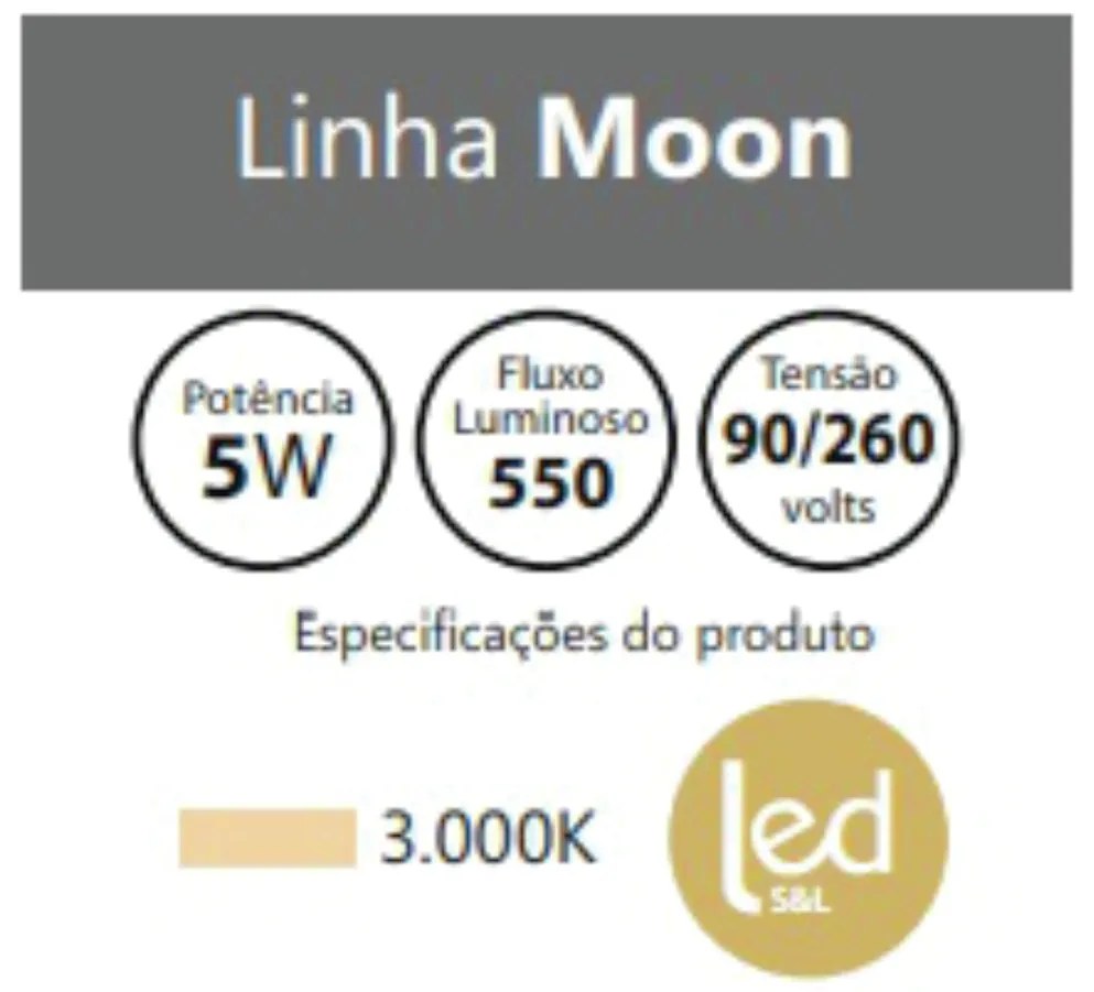 Arandela Moon Ø14Cm Led 5W 3000K Bivolt / Preto |S&l Iluminação 2004/1... (Preto)