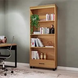 Estante Livreiro Alta 100% MDF Estilo Industrial 1 Gaveta C57 Freijó -
