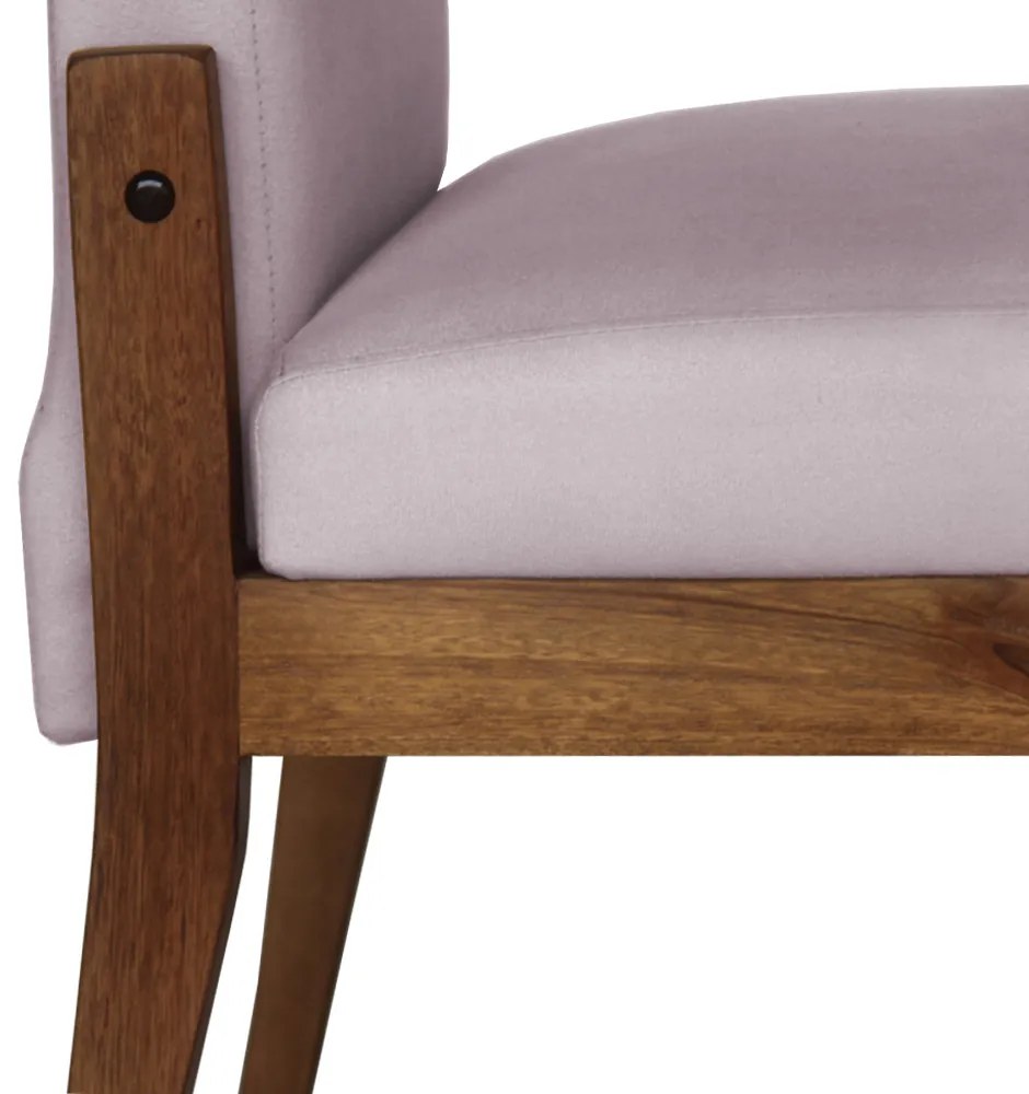 Conjunto 8 Cadeiras De Jantar Aurora Base Madeira Maciça Estofada Suede Crepe