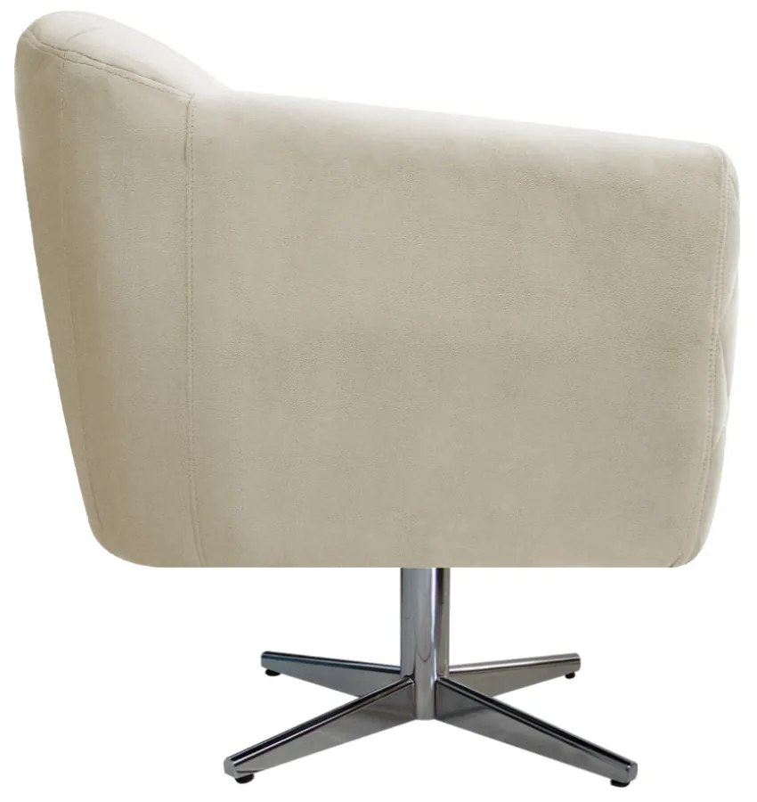 Poltrona Grazi Base Giratória de Metal Linho - ADJ Decor