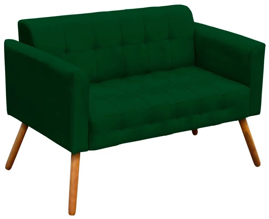 Kit 01 Namoradeira e 01 Poltrona Giratória Elisa Suede Base Estrela Cromada D'Rossi - Verde