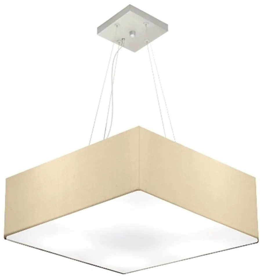 Lustre Pendente Quadrado Md-4032 Cúpula em Tecido 15/50x50cm Algodão Crú - Bivolt