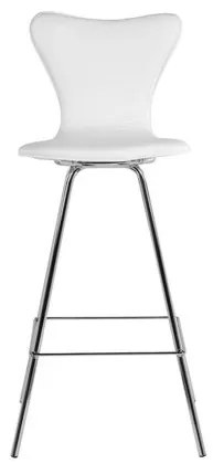 Banqueta Jacobsen Cromada com Assento Corino Branco 12640 Sun House
