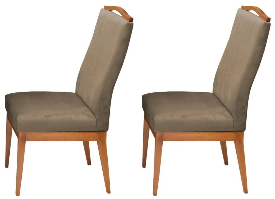 Conjunto 2 Cadeiras Decorativa Lara Aveludado Cappuccino