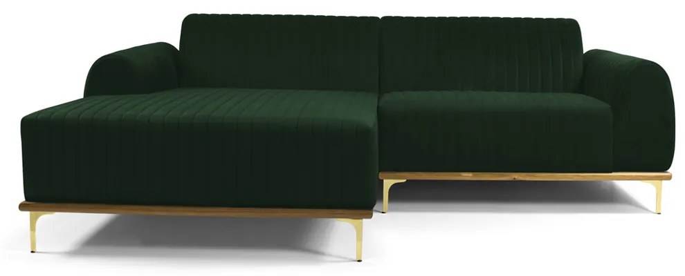 Sofá 3 Lugares Lisboa D07 com Chaise Esquerda 230cm Veludo Esmeralda - D'Rossi