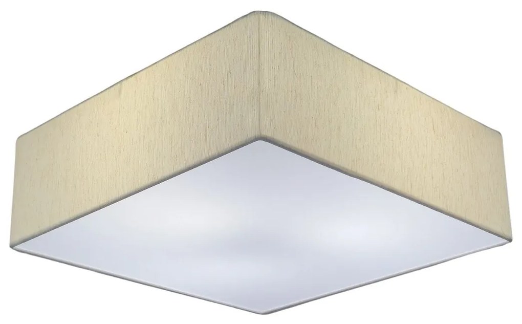 Plafon Quadrado Md-3002 Cúpula em Tecido 50x50x15cm Linho Bege - Bivolt