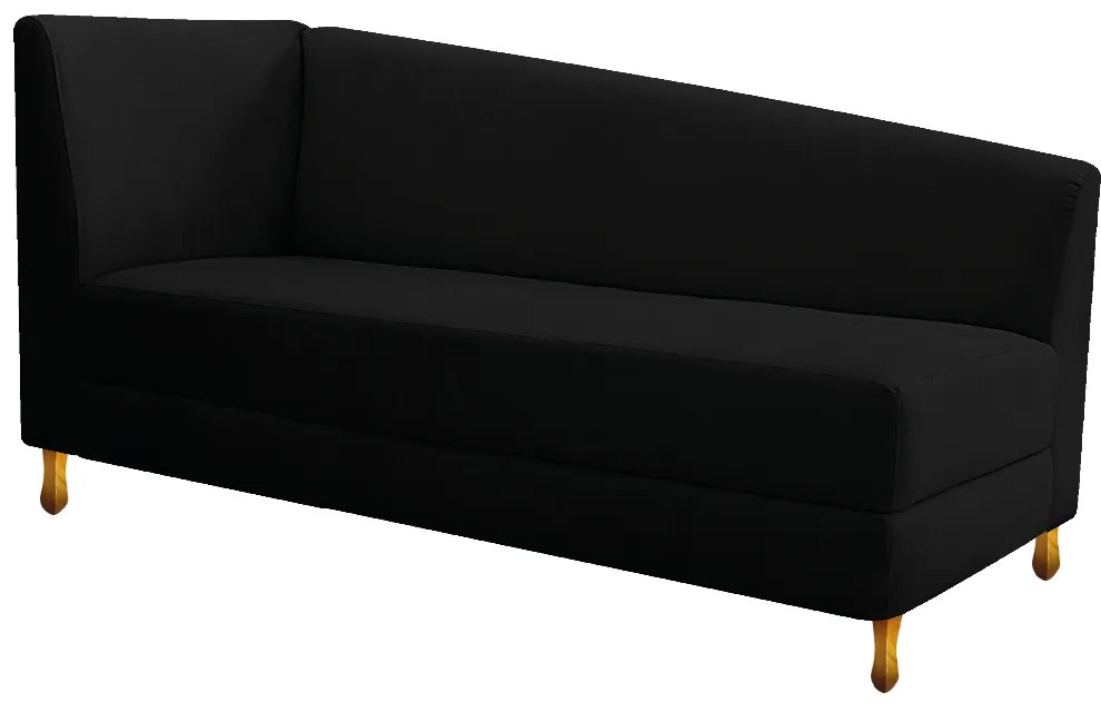 Recamier Valéria 140cm Lado Direito Suede Preto - ADJ Decor