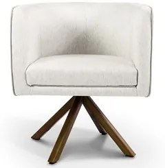 Poltrona Decorativa Giratória Base Giromad Madeira Betina A-48 Linho F