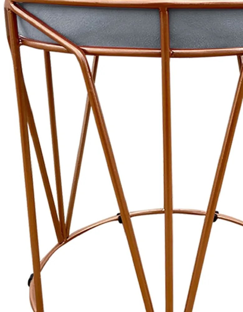 Puff Multiuso com Mesa Babu 2 em 1 Suede Base Cobre D'Rossi - Cinza
