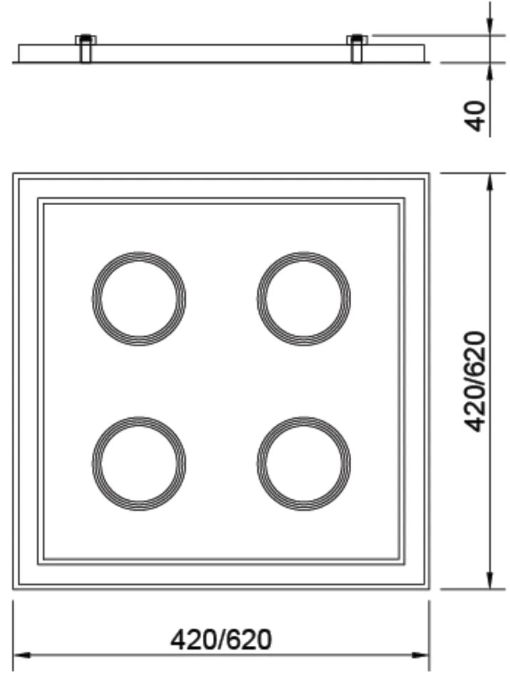 Embutido Scala Pro 62X62X09Cm 04Xar70 Led 49,2W Bivolt | Usina 19233/6... (BT - Branco Texturizado, 3000k)