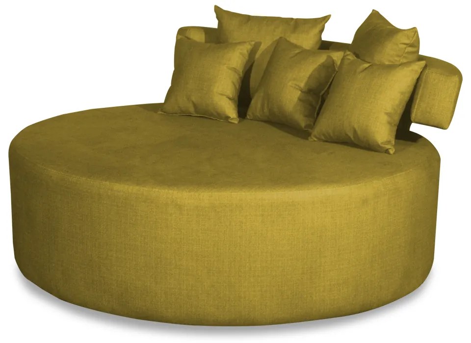 Sofá Chaise Eva Redondo 02 Lugares Suede Amarelo