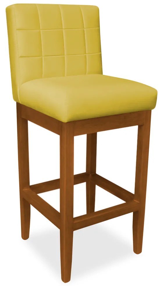 Kit 4 Banquetas Alta Sueli Base Madeira Maciça Estofada Suede Amarelo