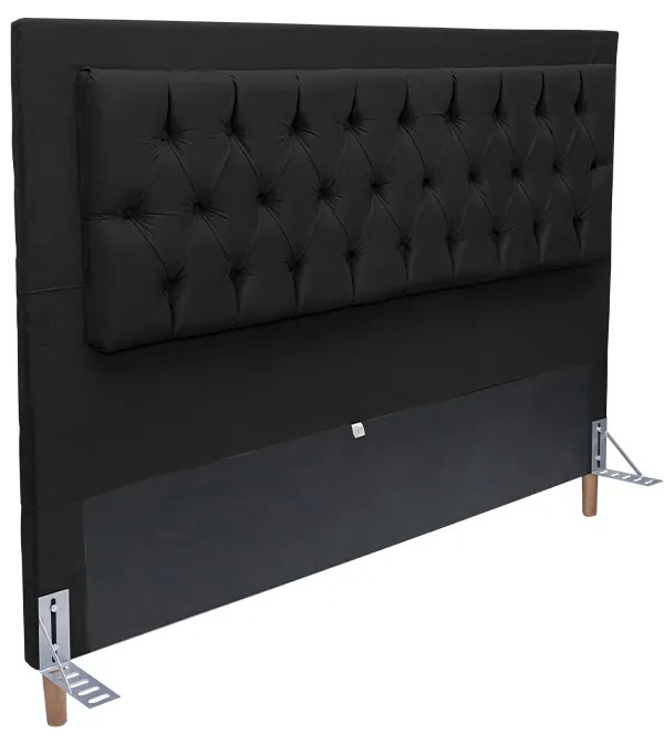 Cabeceira Cama Box Queen 160cm Paris Capitonê Suede Preto - Sheep Estofados - Preto