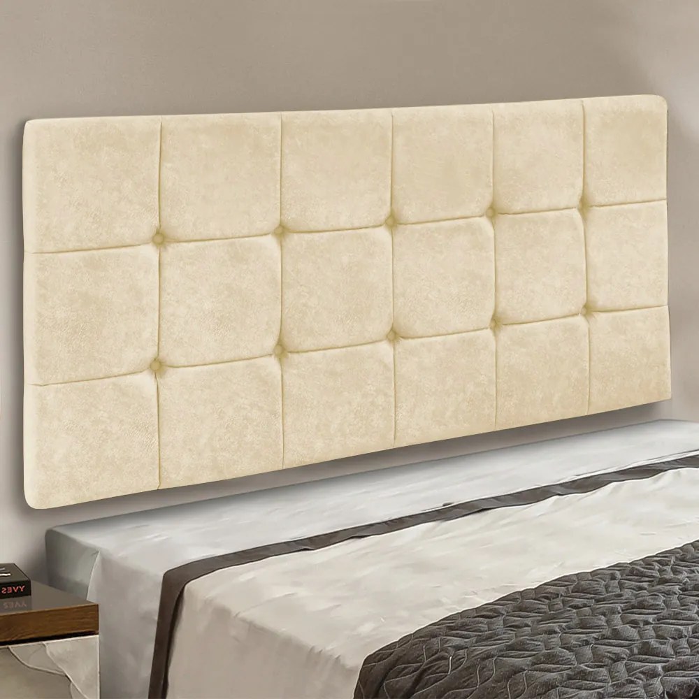 Cabeceira Solteiro Cama Box 90cm Painel Sleep Suede Bege M11 - D'Rossi
