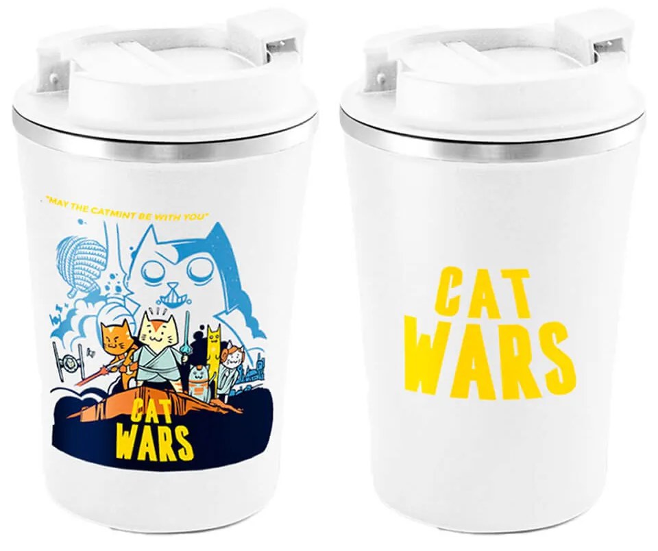 Copo Térmica Chá Café e Cerveja 470ml Cat Wars - Branco