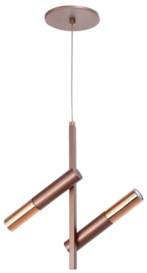 Pendente Vertical Tubinho Articulado 20X10X31Cm Metal 02Xg9 | Old Arti... (BRANCO / COBRE BRILHO)