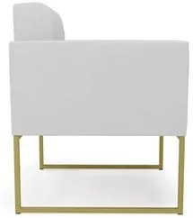 Sofá Namoradeira e 1 Poltrona Base Industrial Dourado Ana Linho Cinza