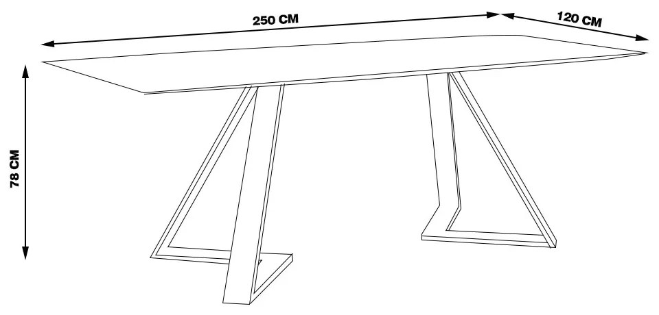 Mesa Sala de Jantar 8 Lugares 250cm Tampo de Vidro Efron Preto G13 - Gran Belo