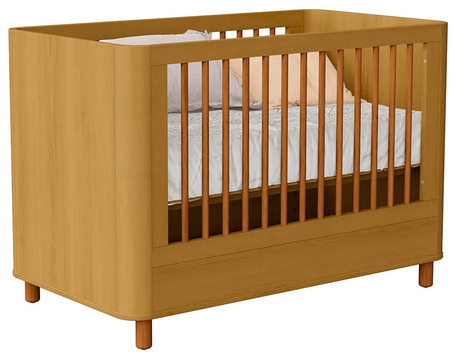 Berço Mini Cama Curvo Boom Plus 2 em 1 com Pés Nordic - Savana Fosco - Berço Mini Cama Curvo Boom Plus com Pés Nordic - Savana Fosco