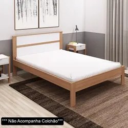 Cama de Casal Madeira CM8005 Amêndoa/Branco - Tecno Mobili