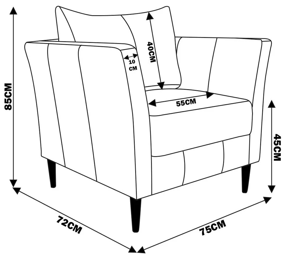 Kit 2 Poltronas Decorativa Sala de Estar Pés Palito Lubbock Couro Bege G58 - Gran Belo
