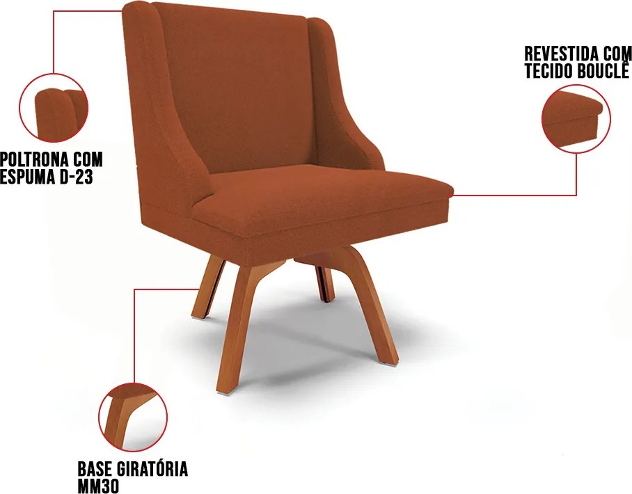 Cadeira Sala de Jantar Giratória MM35 kit 2 Liz Bouclê D03 - D'Rossi - Terra