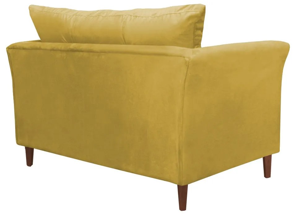 Namoradeira Ibis Decorativa 2 Lugares 1,35 m Recepção Quarto Sala Suede Amarelo