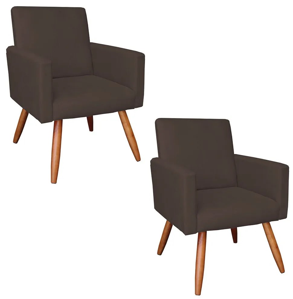 KIT 02 POLTRONAS LARISSA SUEDE MARROM PE