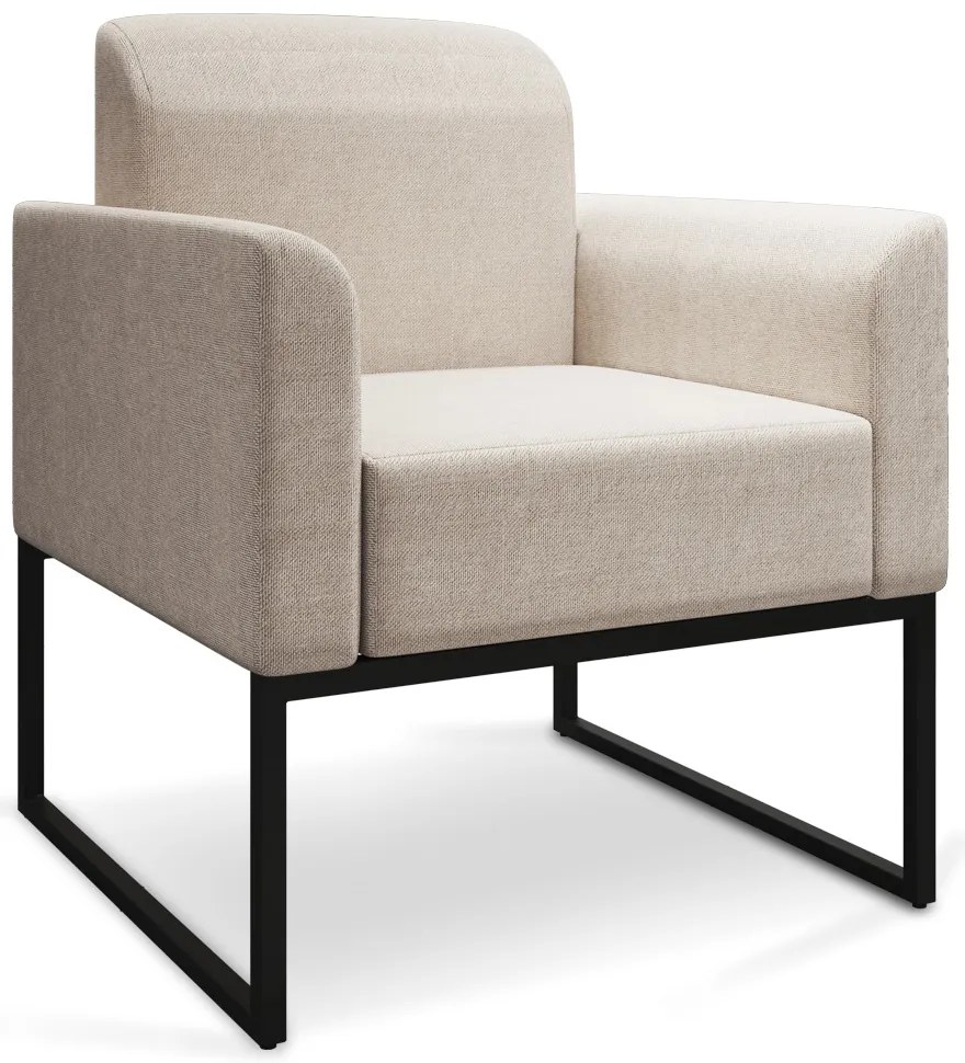Sofá Namoradeira com 2 Poltronas Base Industrial Preto Marisa Linho - A27 Areia