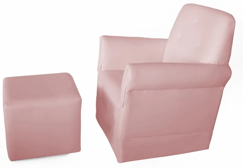 Poltrona Suzi Amamentação Balanço + Puff Suzi Suede Rosê