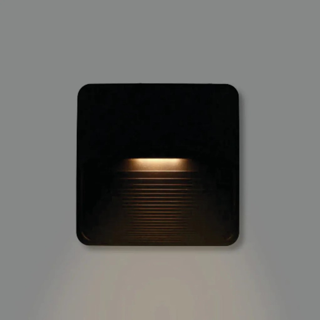 Balizador Fit Sobrepor 2W Led 3000K Ip65 Preto 12X12X1,2Cm | Opus Dn 8... (Preto)