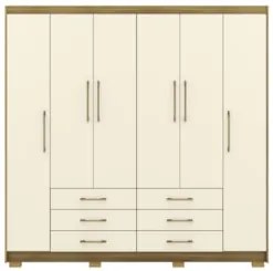 Guarda Roupa Casal 223cm 6 Portas Canadá Nature/Champanhe - Vila Rica