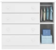 Cômoda Infantil 01 Porta e 04 Gavetas Serena Z39 Branco - Mpozenato