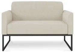 Poltrona Namoradeira 2 Lugares Base Industrial Preta Maressa A19 Linho