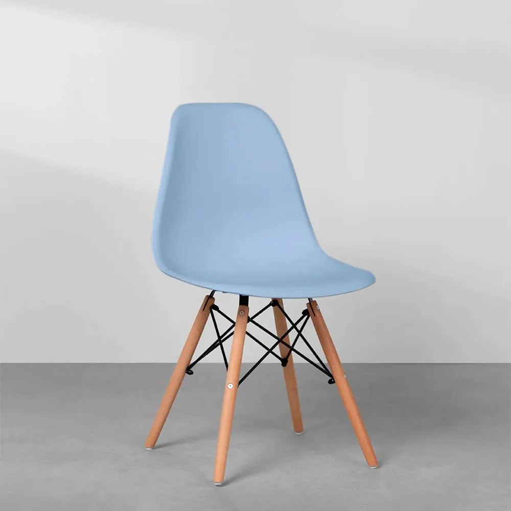 Cadeira Eames Eiffel Base Madeira - Azul