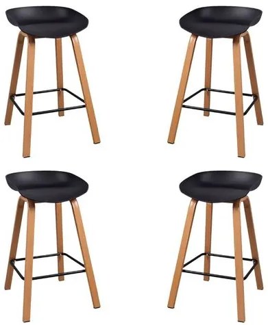 Kit 04 Banquetas Toledo Média Preta Base Aço 74cm - 73465 Sun House
