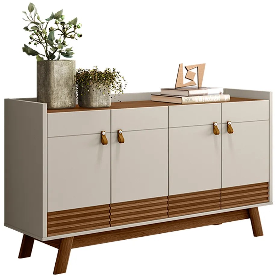Buffet Aparador Dara 4 Portas Freijó e Off White 88x160 cm L04 - D'Rossi