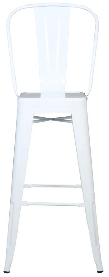 Banqueta Alta com Encosto Iron Branco Base Metálica - D'Rossi