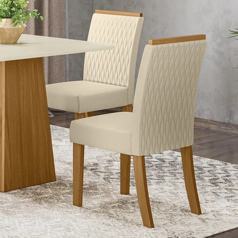 Kit Conjunto 2 Cadeiras Vega Sala de Jantar Nature Linho
