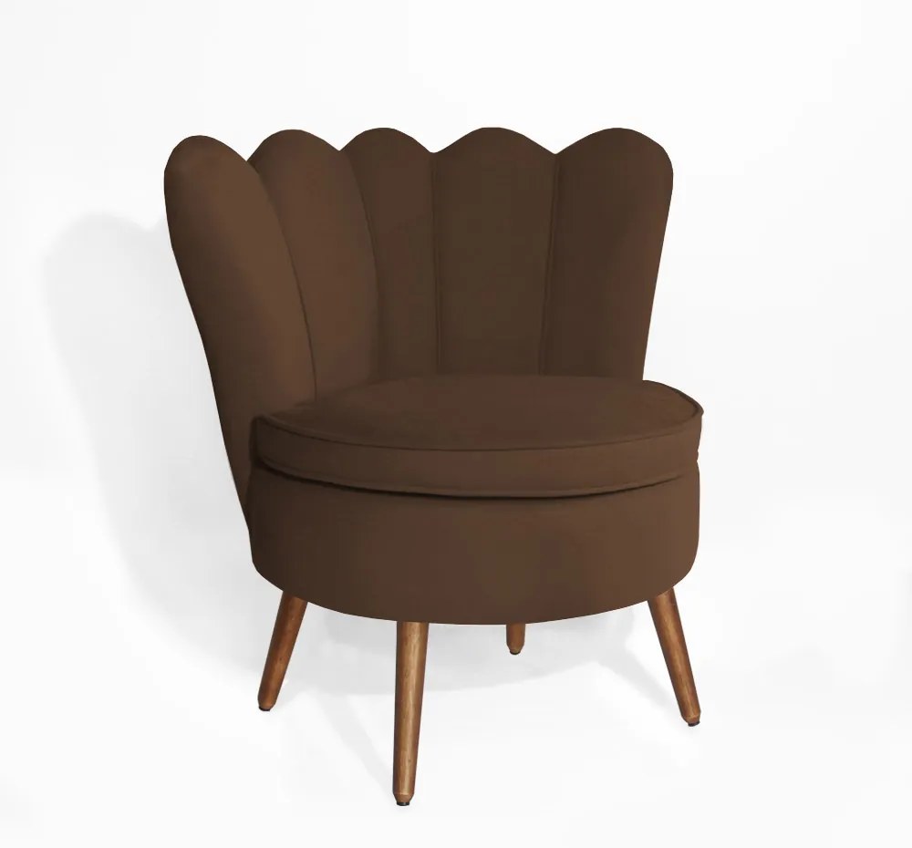Poltrona Decorativa Dália Pés Palito Veludo Marrom