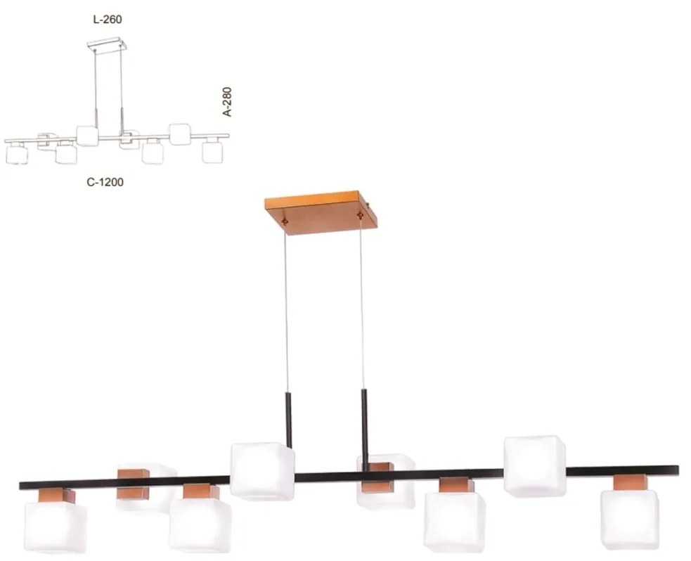 Pendente Retangular Vidro Quadrado 120X28X26Cm Metal E Cubo 08Xg9 | Ol... (COBRE FOSCO / COBRE BRILHO, CLEAR (TRANSPARENTE))